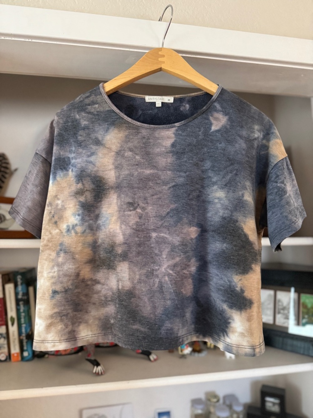 ANTISTAR Women's Tie-Dye Short Sleeve Tee - Blue & Tan
